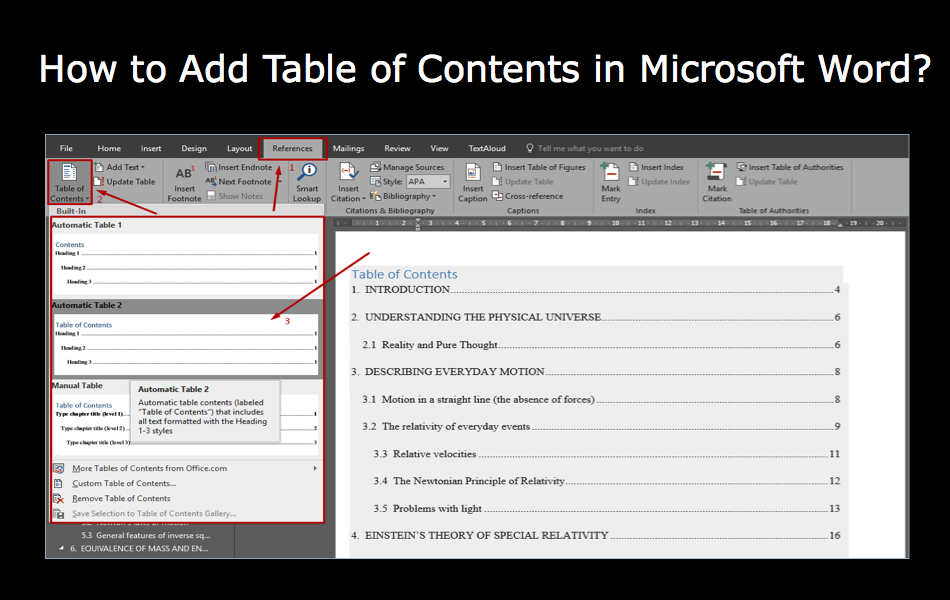 do a toc in word 2011 for mac